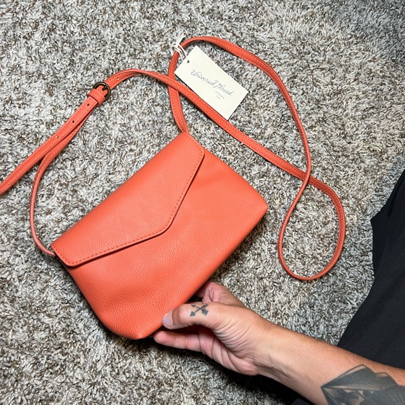 Tangerine colored leather crossbody NWT - Picture 2 of 2